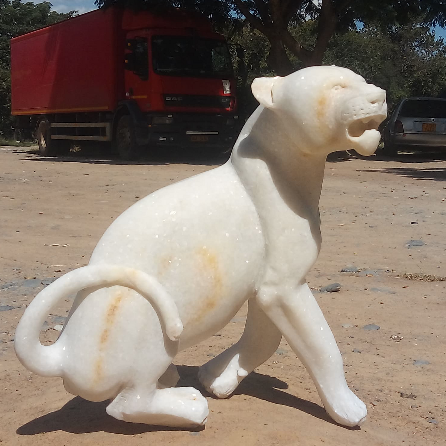 Leopard - Stone Sculpture Made of Dolomite by Gideon Masendeke | Zimbabwe