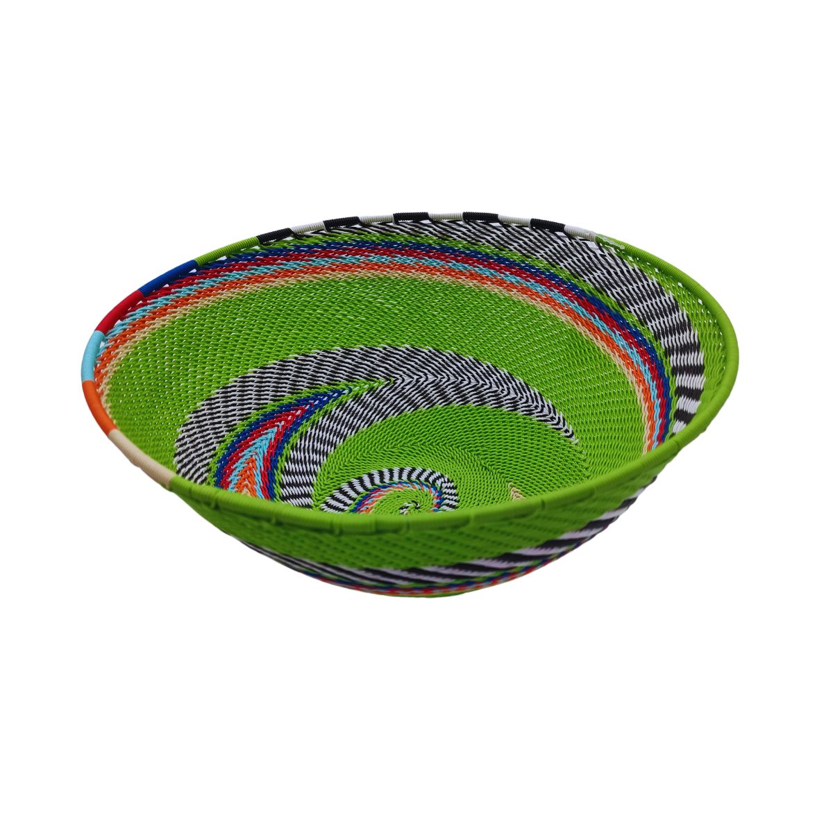Telephone Wire 22cm Diameter Deep Bowl Green With Vibrant Swirls | South Africa.