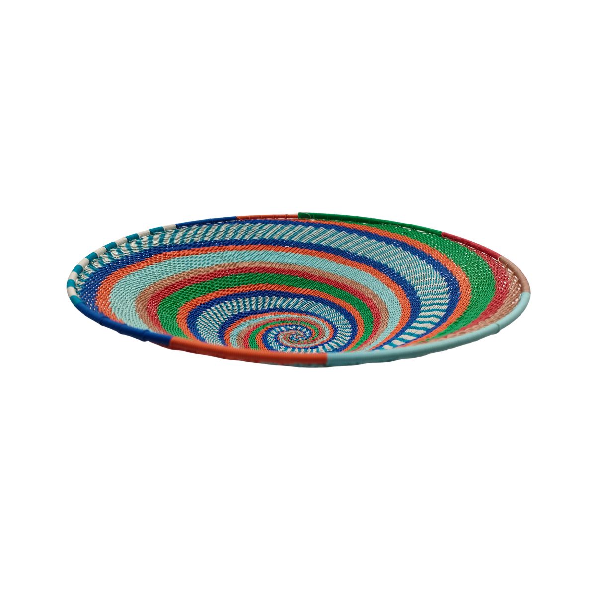 Shallow 29cm Telephone Wire Bowl Blue with Lively Swirls | South Africa.