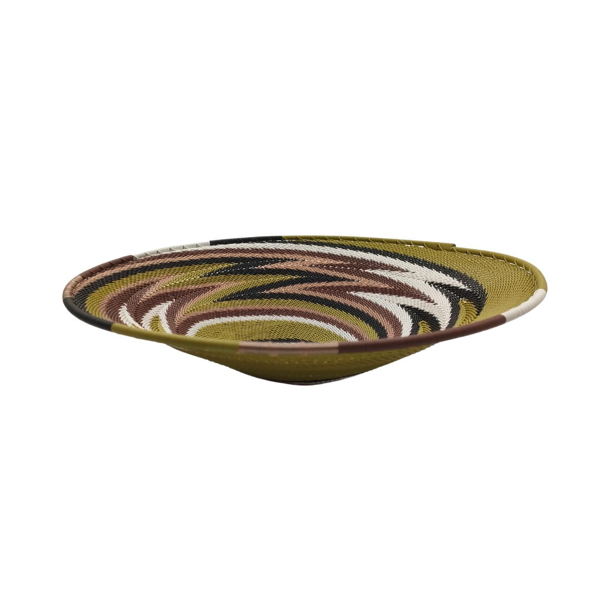 Shallow 29cm Telephone Wire Bowl Olive with Complimentary Colours | South Africa.