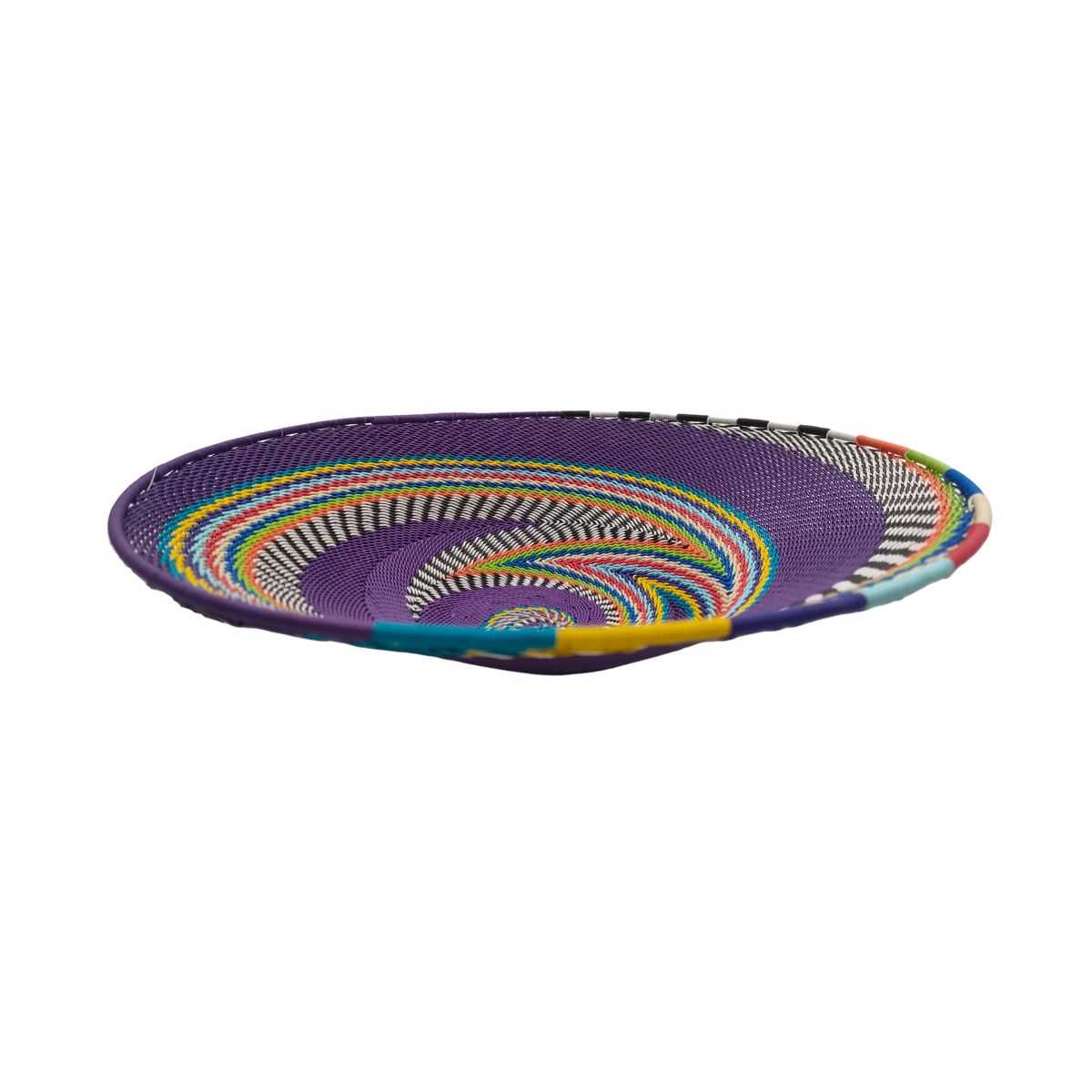 Shallow 29cm Telephone Wire Bowl Purple With Brightly Coloured Swirls | South Africa.