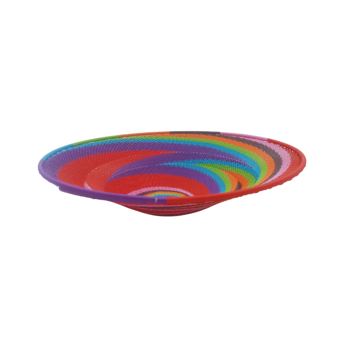 Shallow 29cm Telephone Wire Bowl Red with Rainbow Swirls | South Africa.