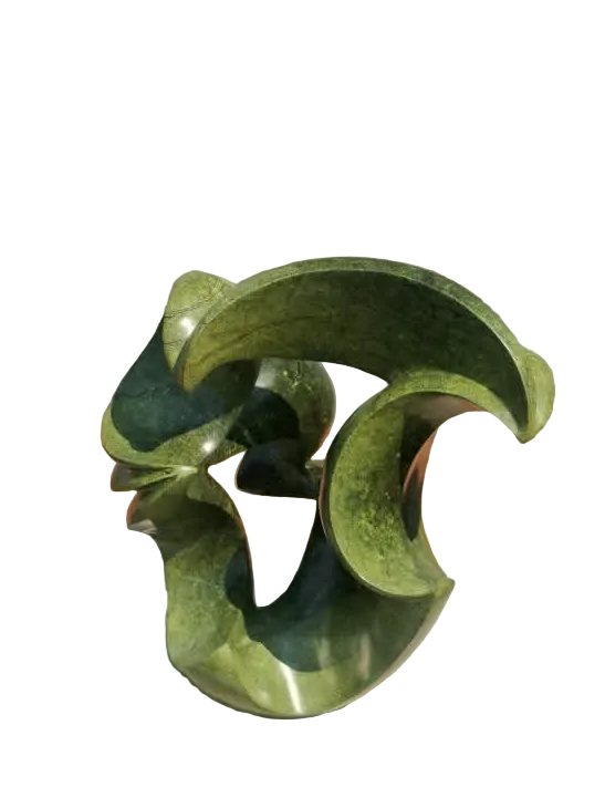 Green Enigma - Abstract Stone Sculpture Made of Avocado Stone by James Phiri | Zimbabwe