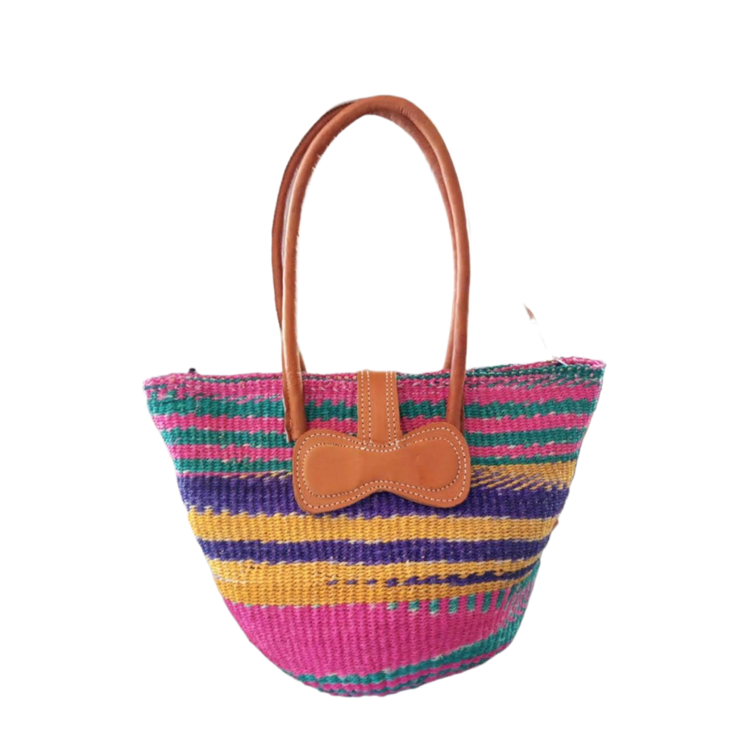 Basket Bags Handmade of 100% Natural Sisal Fiber & Leather| Kenya
