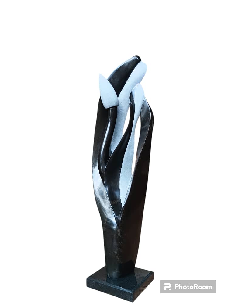 Blossoming Flower - Stone Sculpture Made of Springstone by Tawanda Mashaya | Zimbabwe