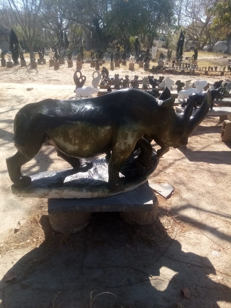 Mother and Child Bond - Stone Sculpture Made of Leopard Rock by Ronny Nyamhunga | Zimbabwe