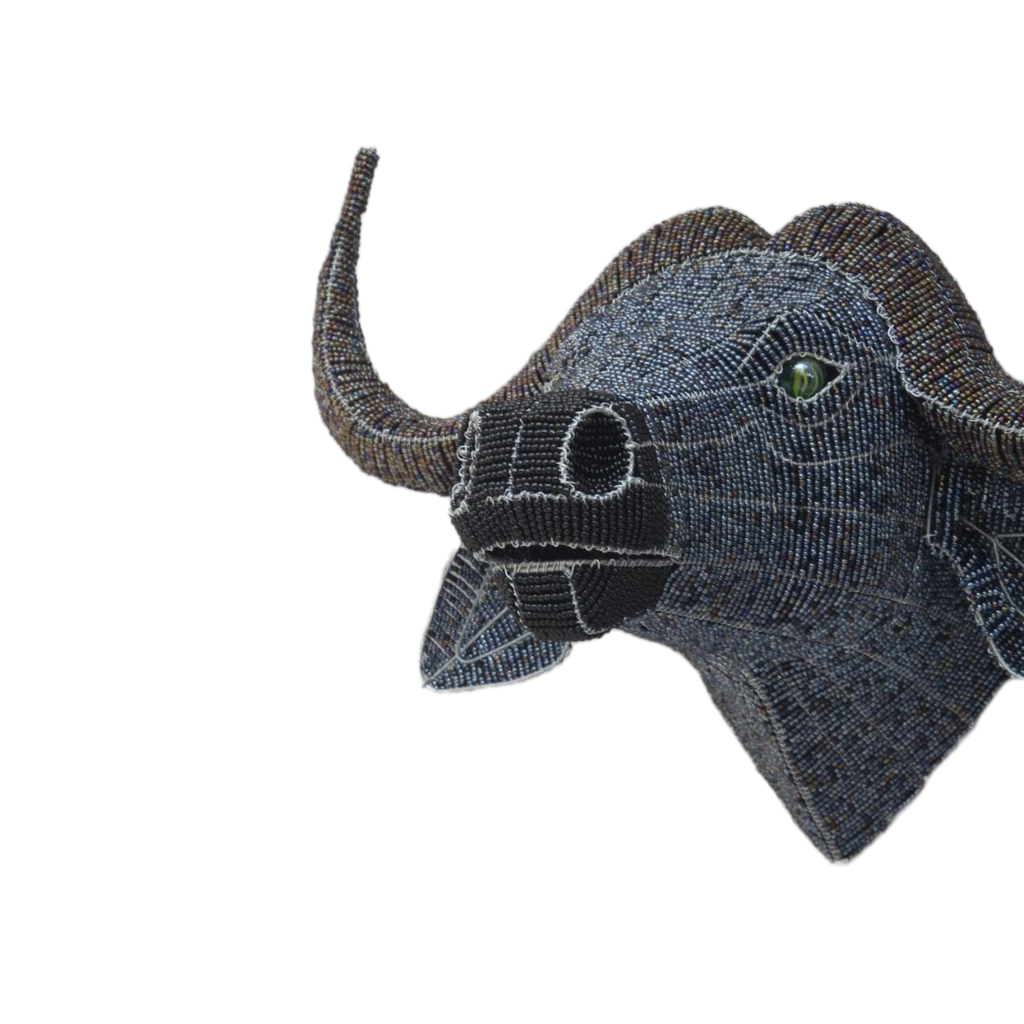 Buffalo Head: Handmade of Hard Wire & Beads by Tadiwa Muchemwa | Zimbabwe