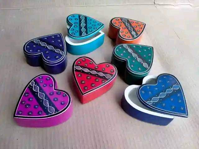 Heart-Shaped Jewellery Boxes - Made of Soapstone by Fred Anchao | Kenya