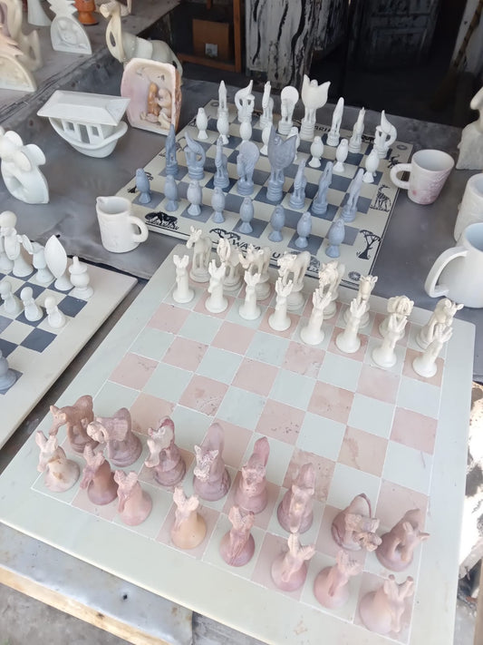 Chess Boards - Made of Soapstone by Fred Anchao | Kenya