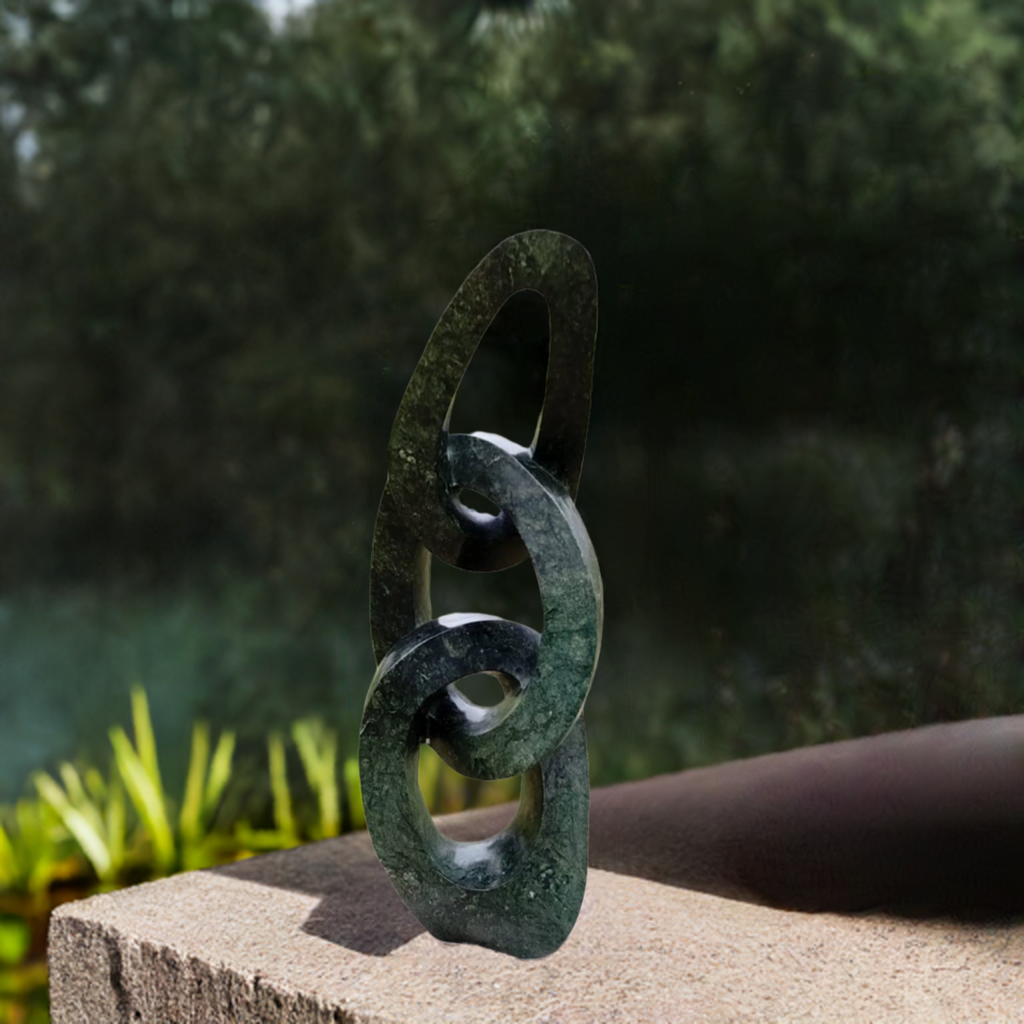 Chain of Life - Stone Sculpture Made of Green Opal Stone by Pheoleen Gandari | Zimbabwe