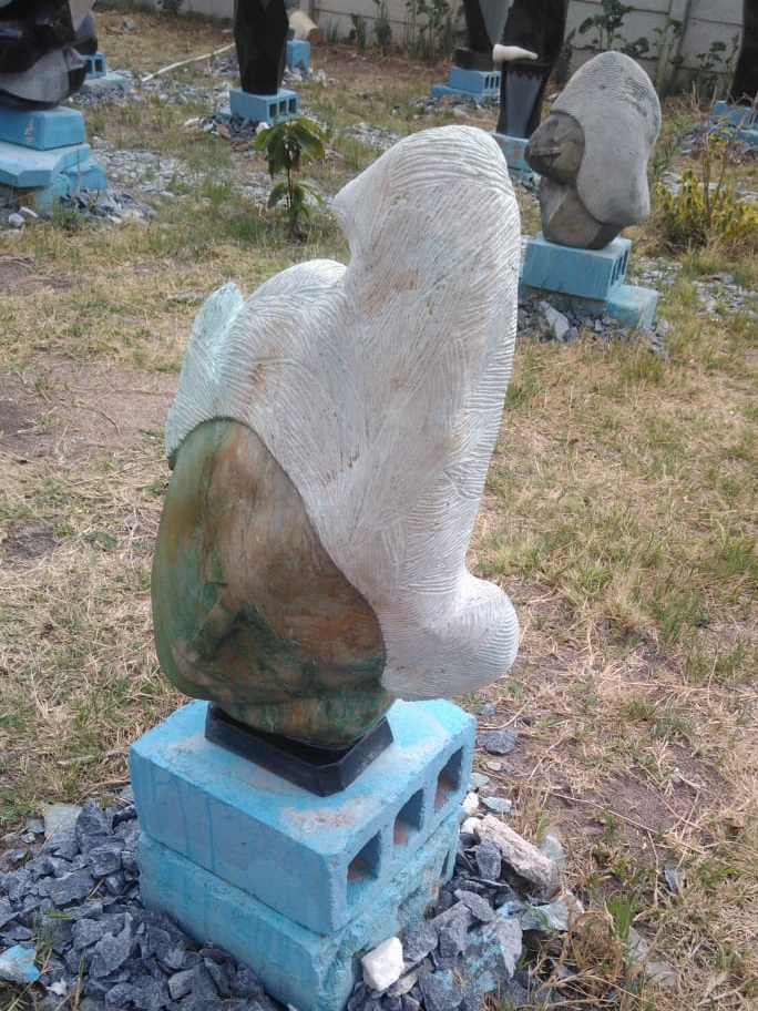 Crowning Glory - Stone Sculpture Made of Verdite Stone by Richard Mupumha | Zimbabwe