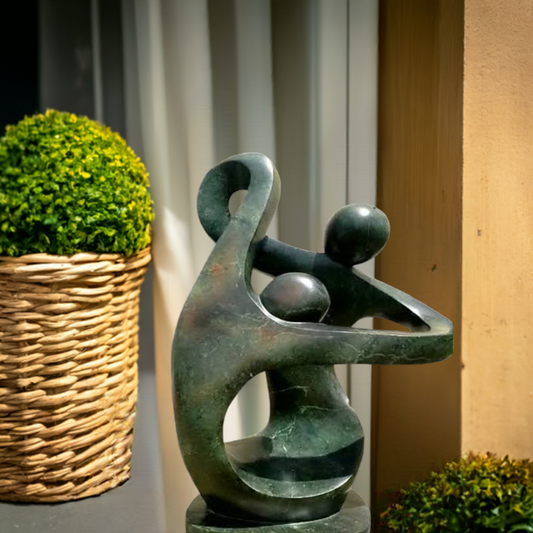 Dancing Time - Stone Sculpture Made of Green Opal by Givemore Mashaya | Zimbabwe