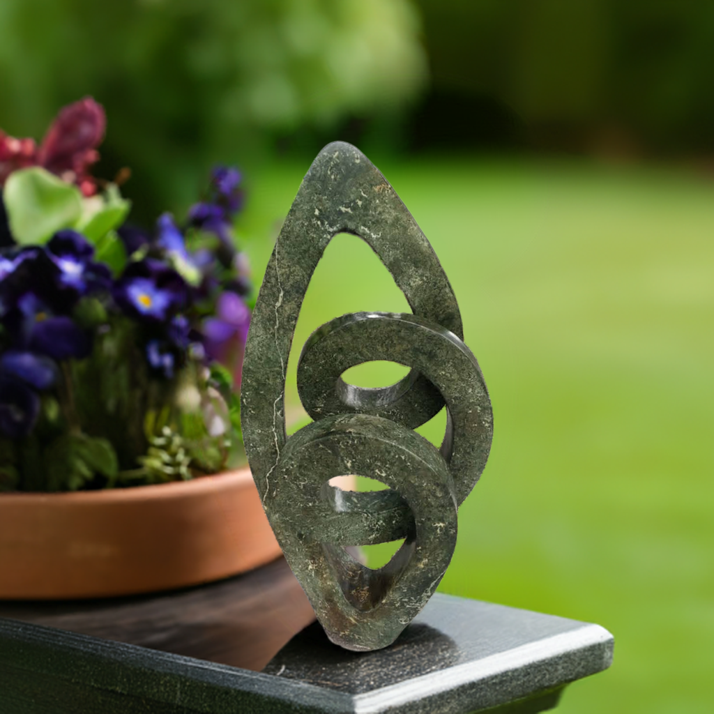 Duet - Stone Sculpture Made of Green Opal by Washington Matafi | Zimbabwe