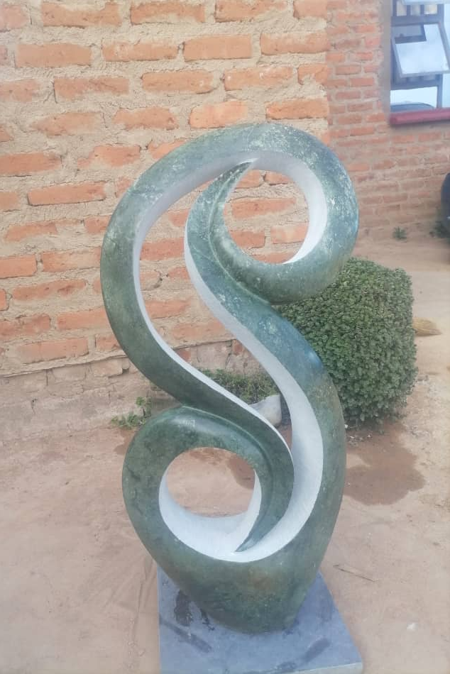 Emerald Bloom - Stone Sculpture Made of Green Opal by Addington Nyasoka | Zimbabwe