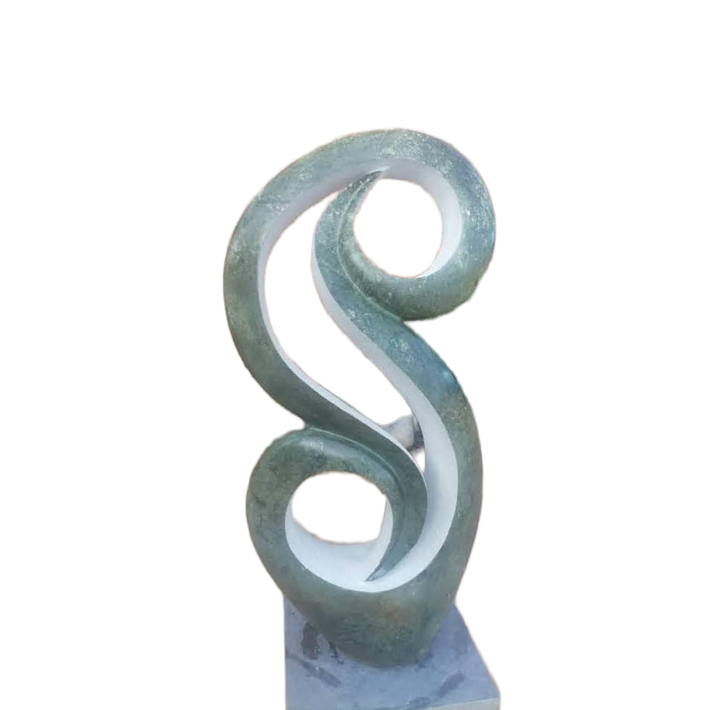 Emerald Bloom - Stone Sculpture Made of Green Opal by Addington Nyasoka | Zimbabwe