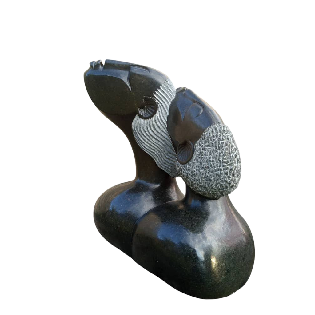 Blessed Couple  - Stone Sculpture Made of Springstone by Benjamin Mashaya | Zimbabwe
