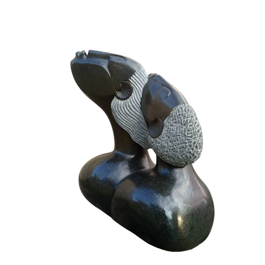 Blessed Couple  - Stone Sculpture Made of Springstone by Benjamin Mashaya | Zimbabwe