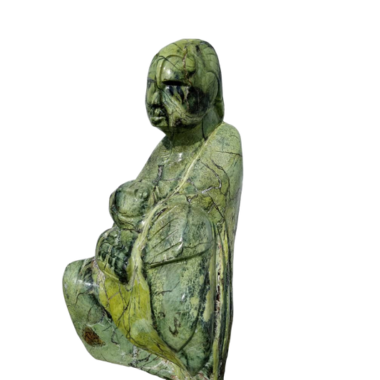 Maternal Devotion - Stone Sculpture Made of Leopard Rock by Benjamin Mashaya | Zimbabwe