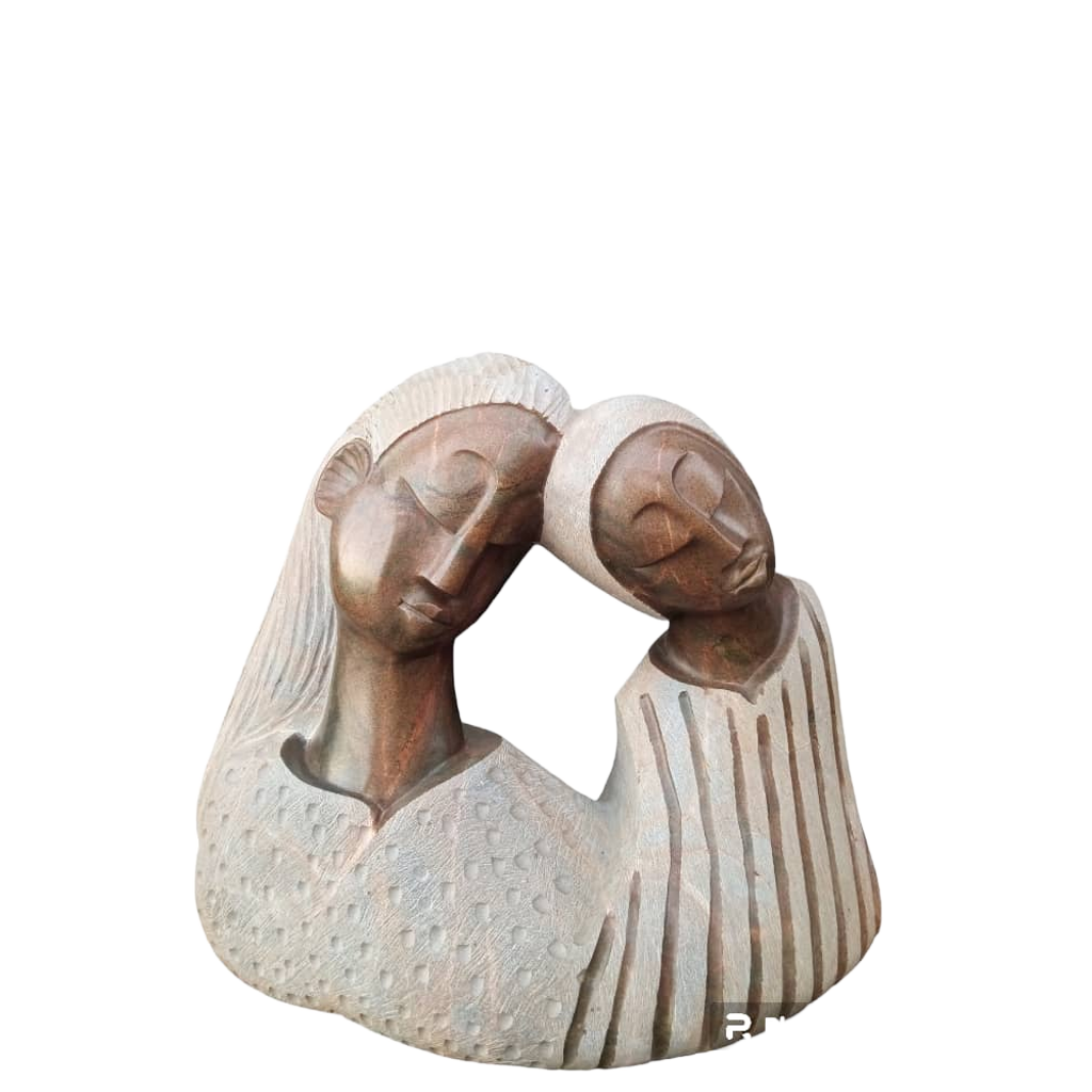 Soulful Connection - Stone Sculpture Made of Nyanga Serpentine by Benjamin Mashaya | Zimbabwe