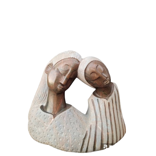 Soulful Connection - Stone Sculpture Made of Nyanga Serpentine by Benjamin Mashaya | Zimbabwe