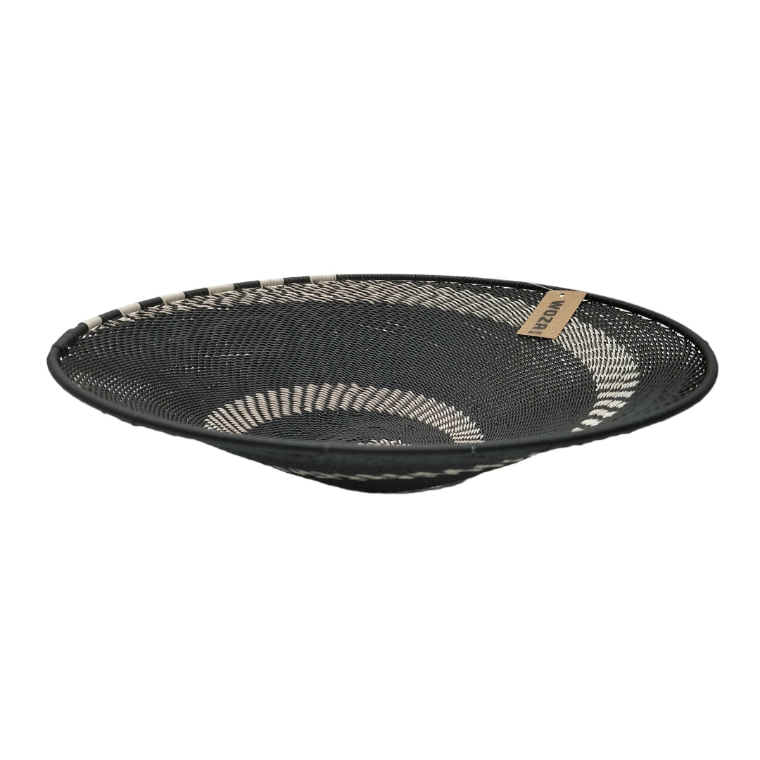 29cm Shallow Telephone Wire Bowl Black with White Swirl | South Africa