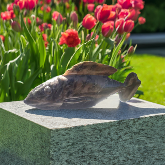 Fish 2 - Stone Sculpture Made of Fruit Serpentine by Edmore Chijumani | Zimbabwe
