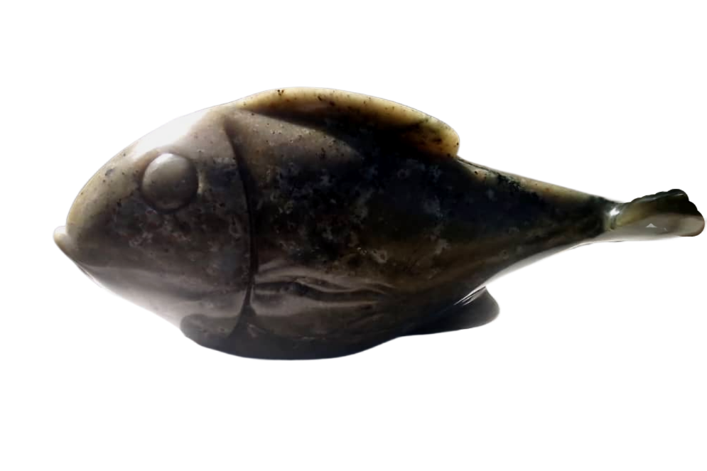 Fish 3 - Stone Sculpture Made of Fruit Serpentine by Edmore Chijumani | Zimbabwe