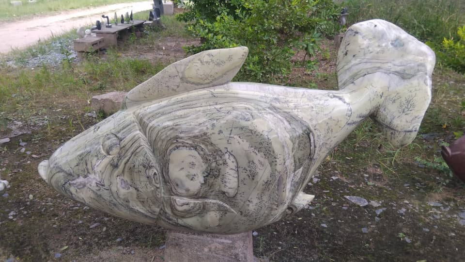 Fish C - Stone Sculpture Made of Butterjade by Edmore Chijumani | Zimbabwe