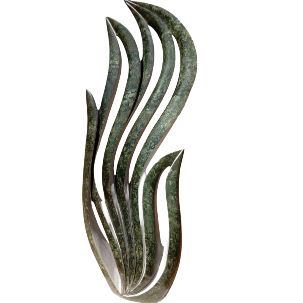 Flame Lily- Stone Sculpture Made of Green Opal Stone by Owen Mlungisi | Zimbabwe