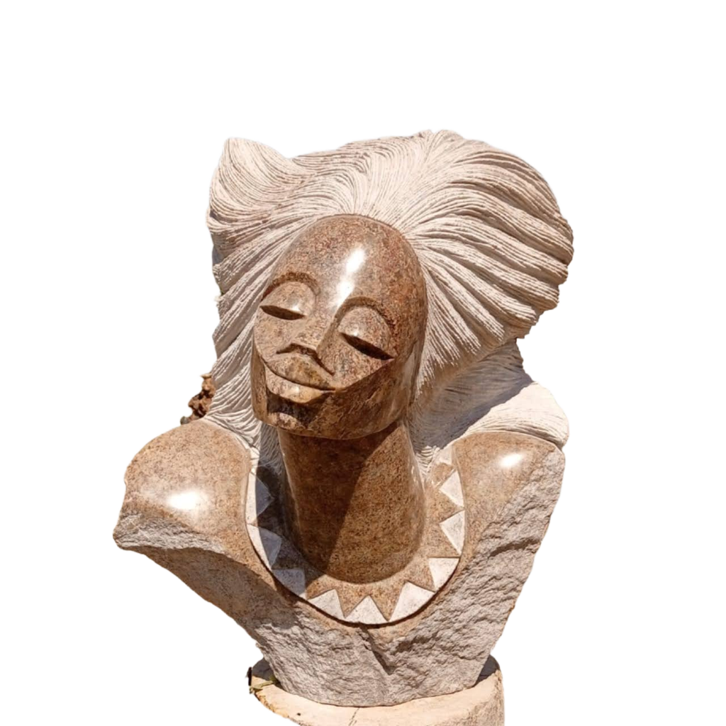 Gentle Breeze - Stone Sculpture Made of Granite Stone by Rufaro Murenza. | Zimbabwe