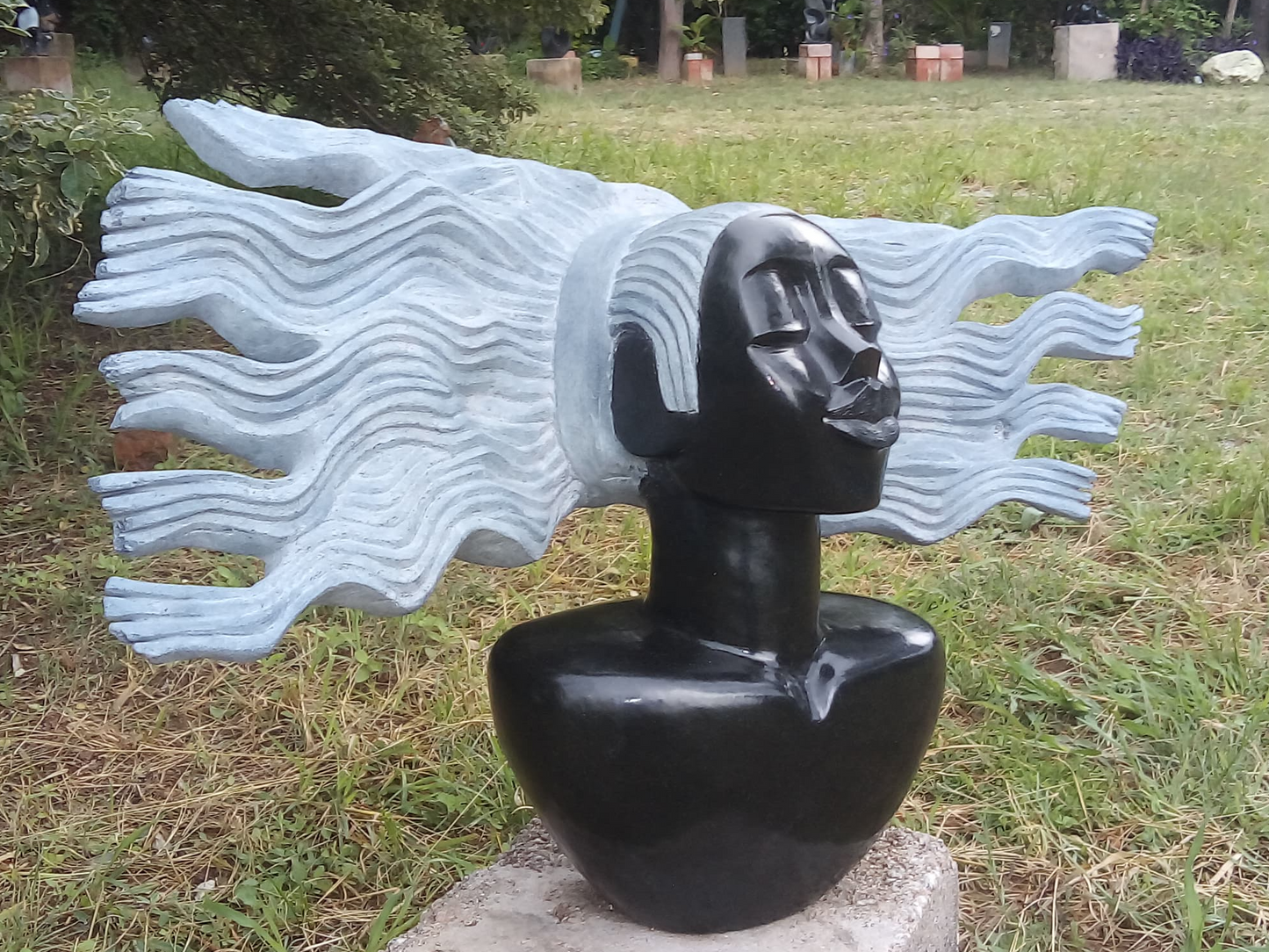 My Glorious Hair - Stone Sculpture Made of Springstone by Godfrey Matangira | Zimbabwe