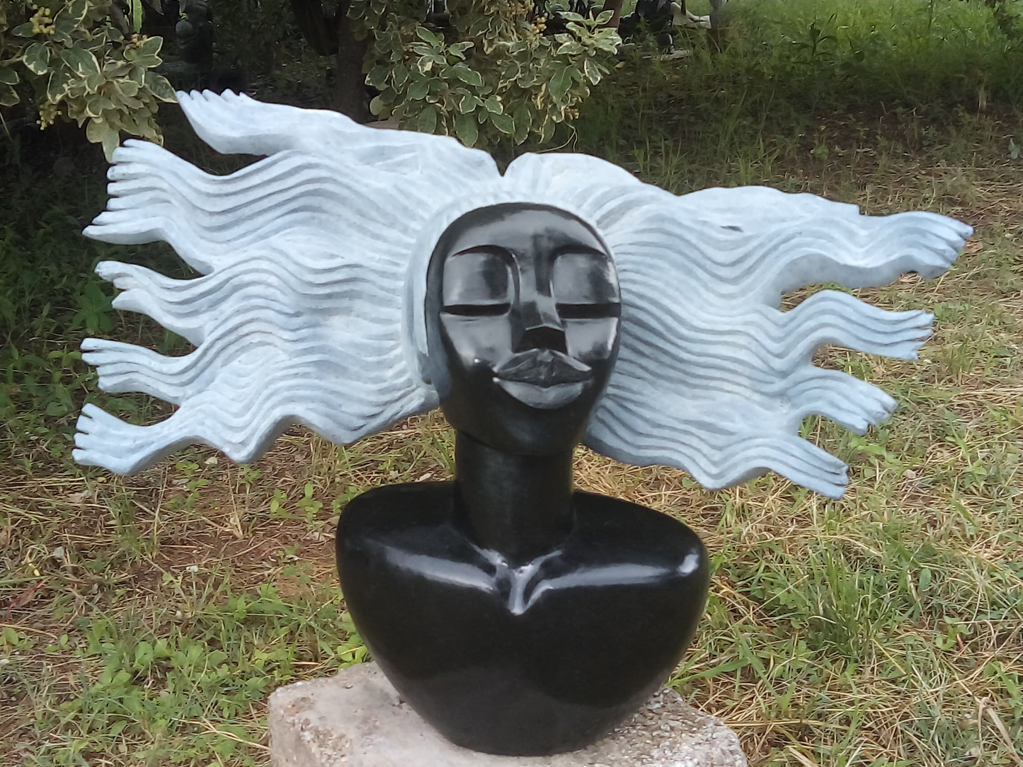 My Glorious Hair - Stone Sculpture Made of Springstone by Godfrey Matangira | Zimbabwe