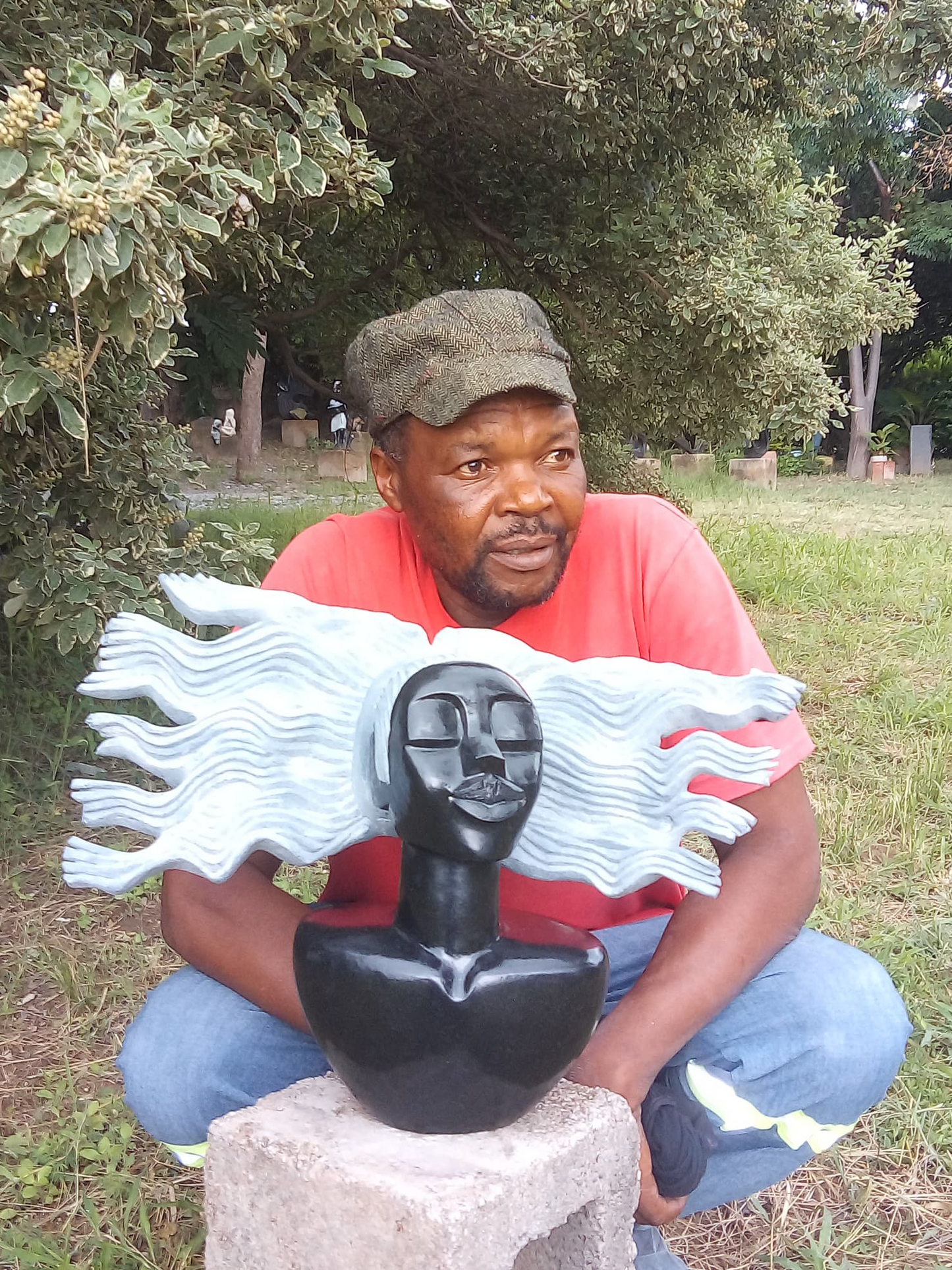 My Glorious Hair - Stone Sculpture Made of Springstone by Godfrey Matangira | Zimbabwe