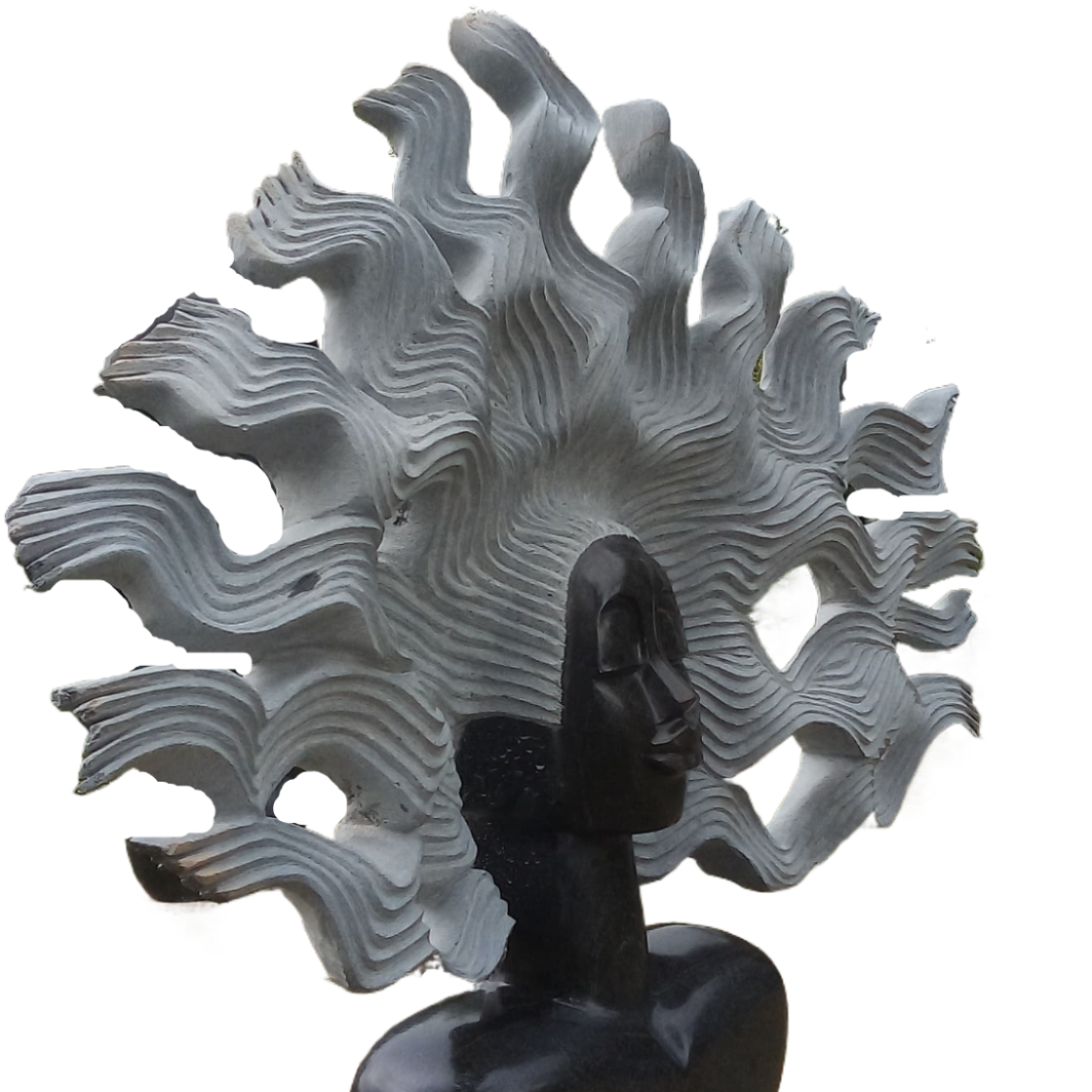 Blown Away - Stone Sculpture Made of Springstone by Godfrey Matangira | Zimbabwe