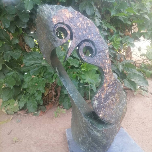 Green Gaze - Stone Sculpture Made of Green Opal Stone by Addington Nyasoka | Zimbabwe