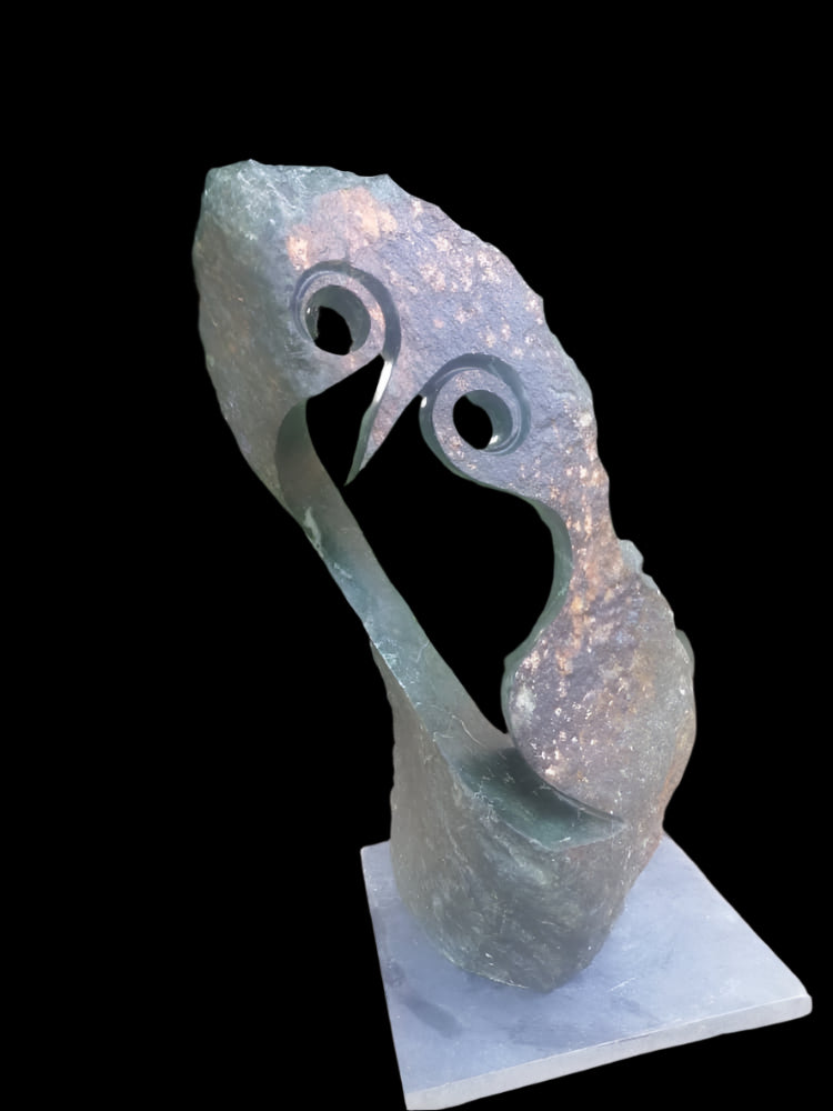 Green Gaze - Stone Sculpture Made of Green Opal Stone by Addington Nyasoka | Zimbabwe