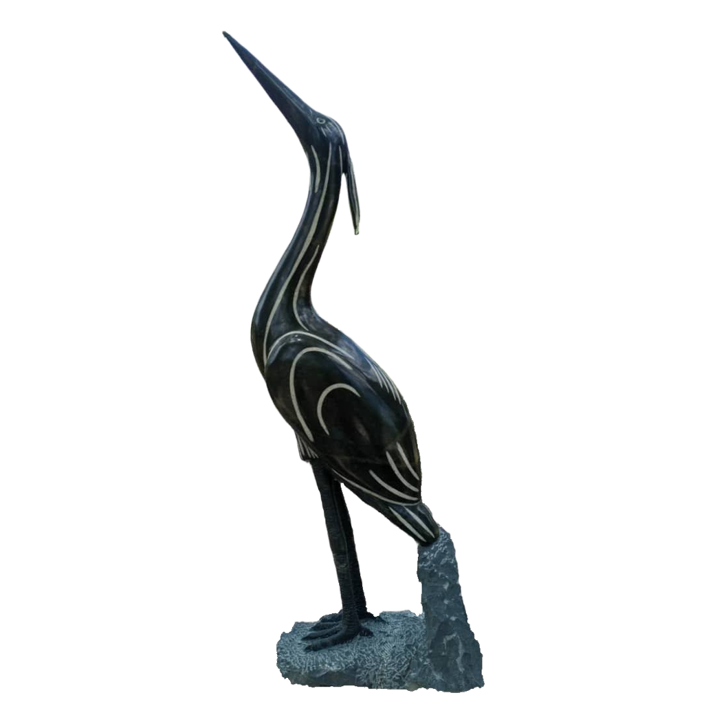 Heron - Stone Sculpture Made of Springstone by Shepherd Deve | Zimbabwe