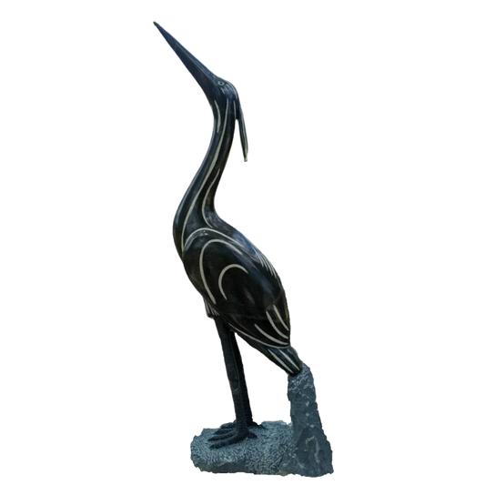 Heron - Stone Sculpture Made of Springstone by Shepherd Deve | Zimbabwe
