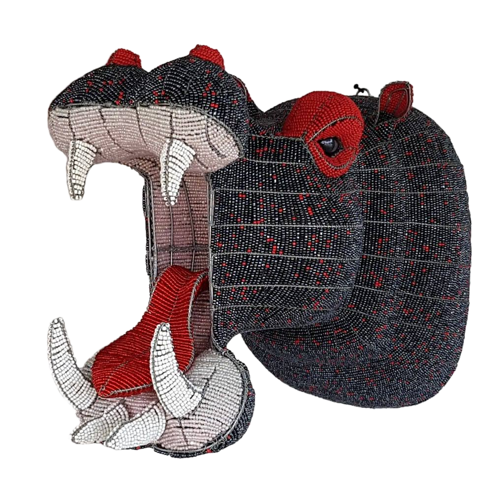 Hippo Head: Handmade of Hard Wire & Beads by Tadiwa Muchemwa | Zimbabwe