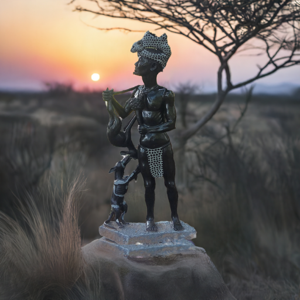 Hunter - Stone Sculpture Made of Springstone by Chango Chitoko | Zimbabwe