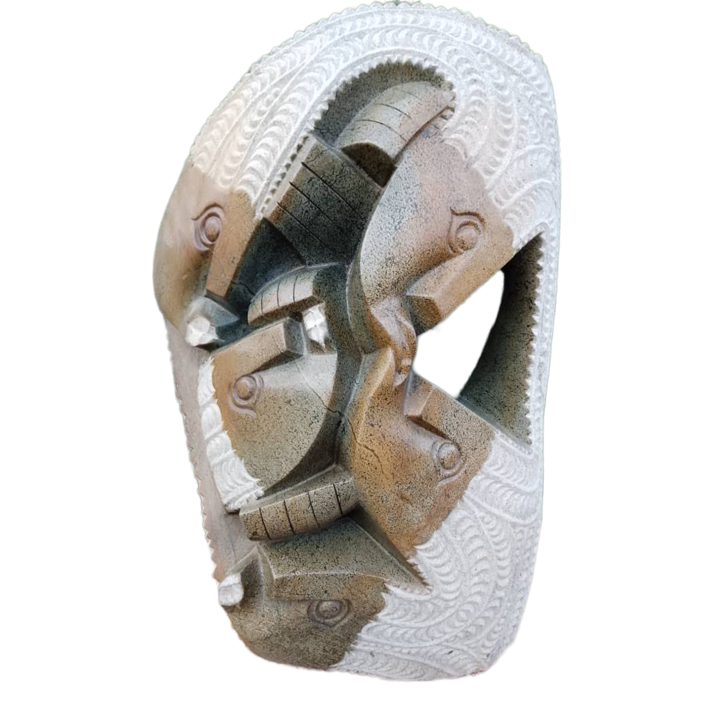 I Love You All - Stone Sculpture Made of Fruit Serpentine Rock by Eckel Nyamhondoro | Zimbabwe