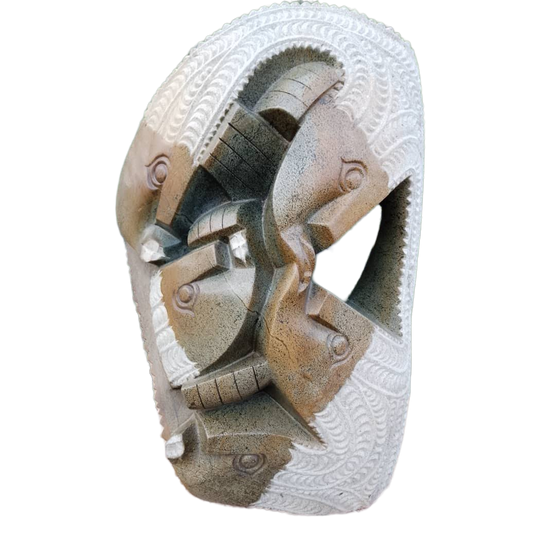 I Love You All - Stone Sculpture Made of Fruit Serpentine Rock by Eckel Nyamhondoro | Zimbabwe