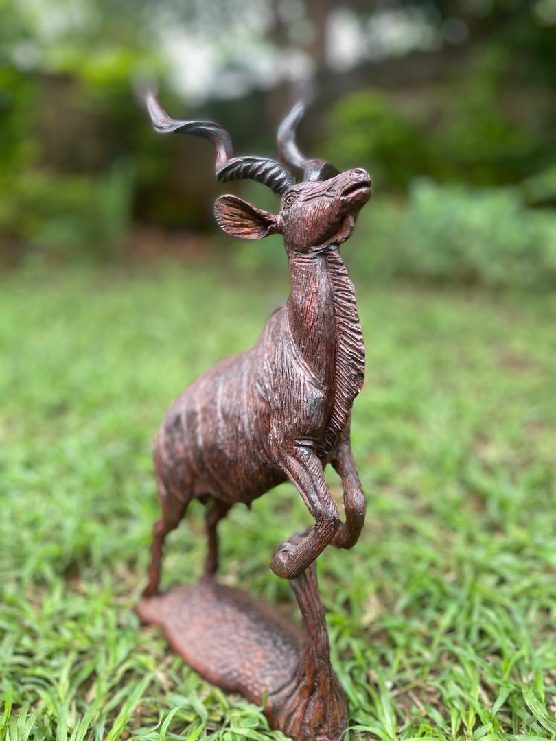 Jumping Kudu - Wooden Sculpture Made of Ironwood by Ntokozo Patson Sibanda | Zimbabwe