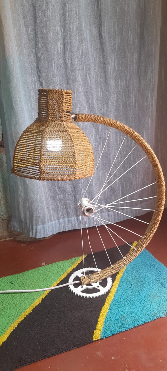 Lamp Holder - Woven from Hyacinth Papyrus & Wire By George Abongo | Kenya