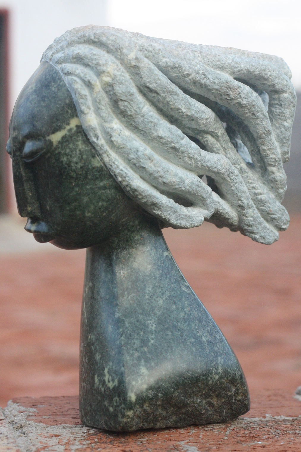 Loving My Hair - Stone Sculpture Made of Opal Stone by Passmore Mashaya | Zimbabwe
