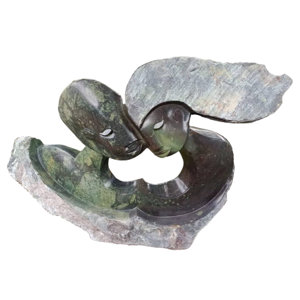 Lovers Forever - Stone Sculpture Made of Cobalt Stone by Andamio Chihota | Zimbabwe