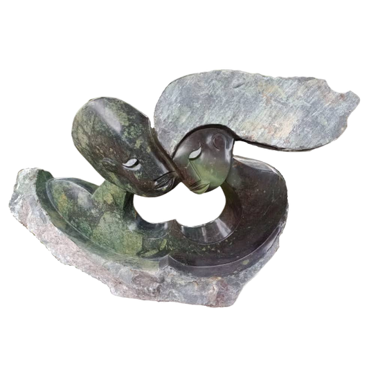 Lovers Forever - Stone Sculpture Made of Cobalt Stone by Andamio Chihota | Zimbabwe