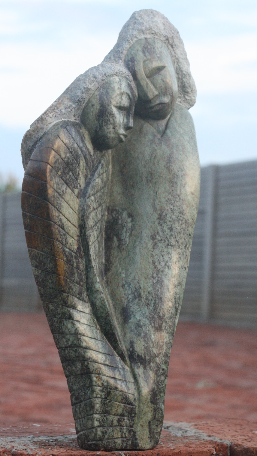 Lovers - Stone Sculpture Made of Cobalt Stone by Passmore Mashaya | Zimbabwe