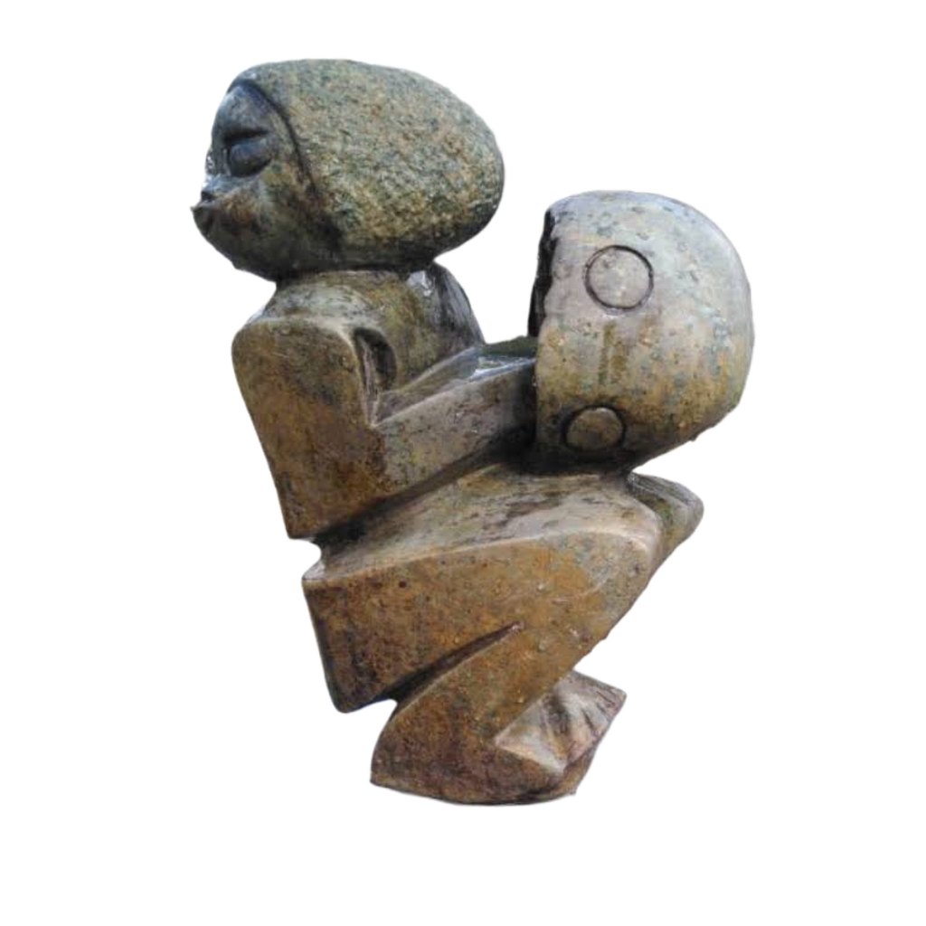 Mbira Player - Stone Sculpture Made of Spotted Opal Stone by Shingirai Madzongwe | Zimbabwe