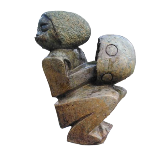 Mbira Player - Stone Sculpture Made of Spotted Opal Stone by Shingirai Madzongwe | Zimbabwe